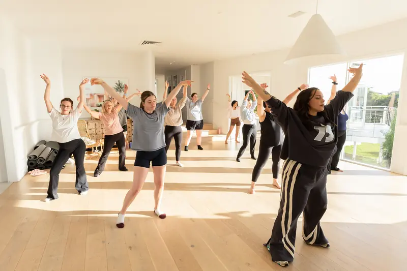 A dance class in full swing in the studio